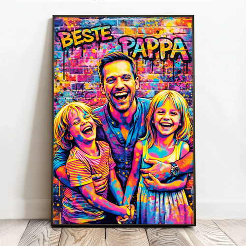 Personlig street art plakat til pappa, 40x60 cm, unikt design med street art-effekt