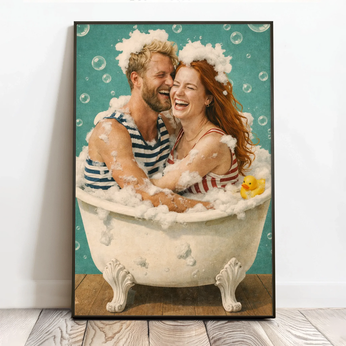 Personlig plakat for par med humoristisk bademotiv, 40x60 cm
