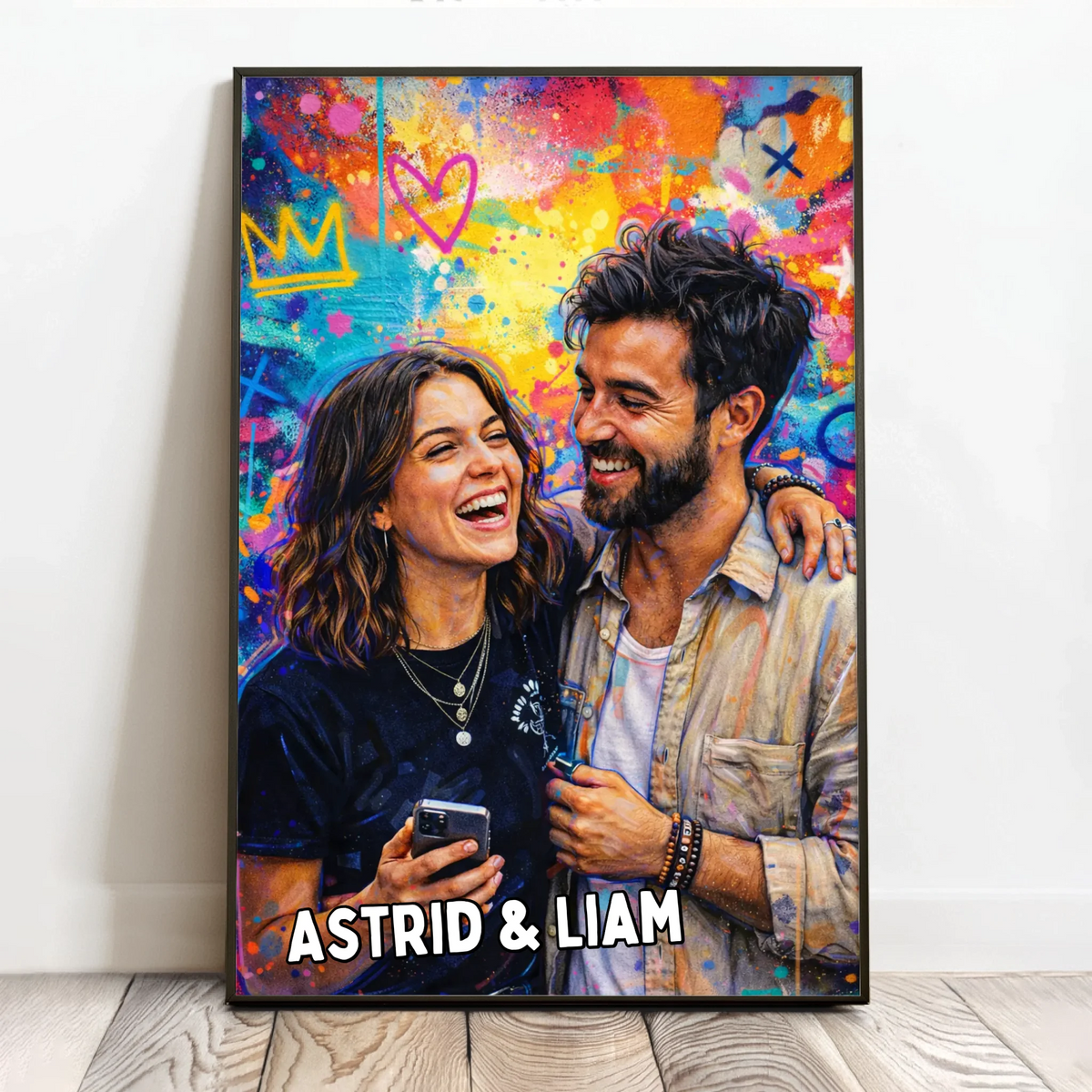 Personlig Urban Family plakat i graffiti-stil, 40x60 cm, med navn og årstall for par og familier