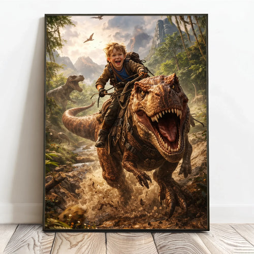 Personlig dinosaur-plakat med fantasy-effekt, 40x60 cm, perfekt for dinosaurfans – Motiv 2