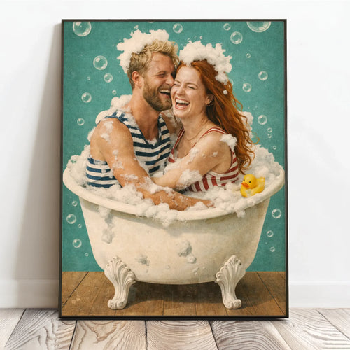 Personlig plakat for par med humoristisk bademotiv, 40x60 cm – Motiv 2